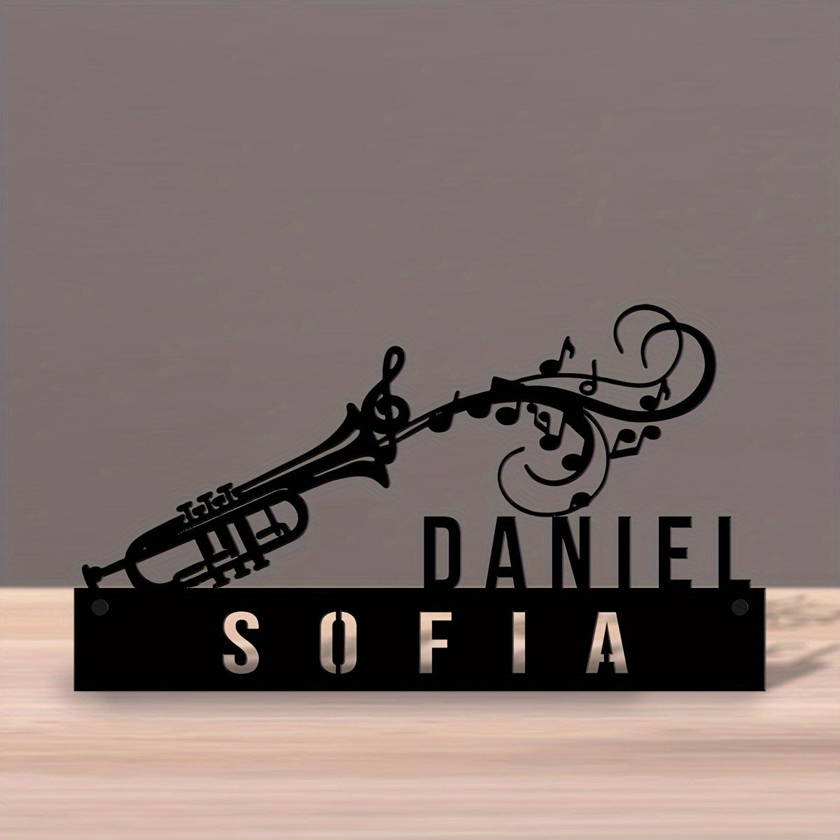 Custom Trumpet Player Desk Name Plate - Personalized Metal Instrument Sign for Office Decor, Versatile Home & Room Accent