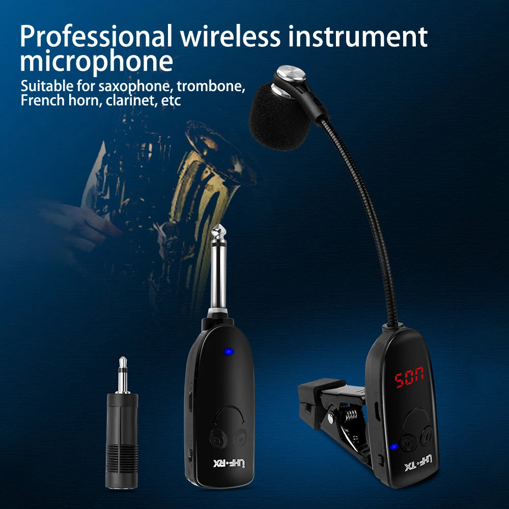 Sax trumpet trombone special wireless microphone instrument pickup amplifier professional recording performance outdoor performa