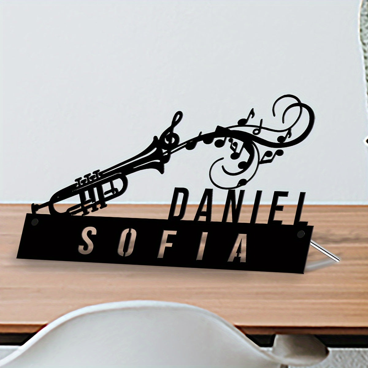 Custom Trumpet Player Desk Name Plate - Personalized Metal Instrument Sign for Office Decor, Versatile Home & Room Accent